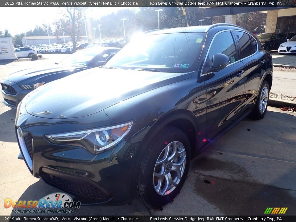 2019 Alfa Romeo Stelvio AWD Verde Visconti (Green) Metallic / Chocolate Photo #9