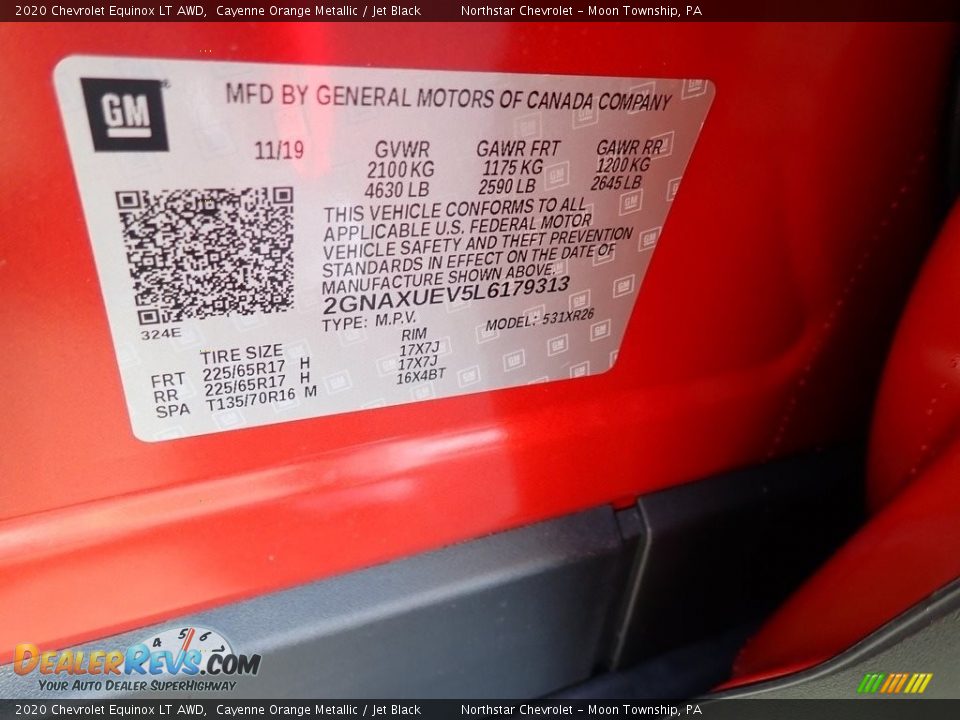 2020 Chevrolet Equinox LT AWD Cayenne Orange Metallic / Jet Black Photo #15