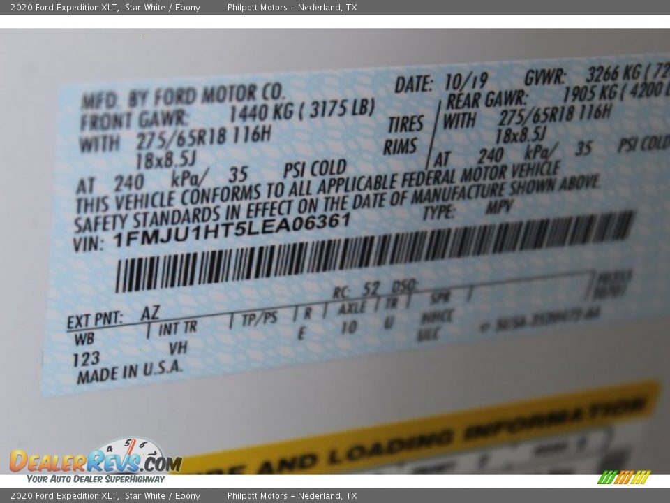 2020 Ford Expedition XLT Star White / Ebony Photo #27