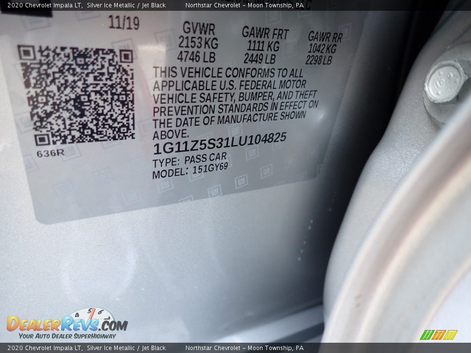 2020 Chevrolet Impala LT Silver Ice Metallic / Jet Black Photo #15