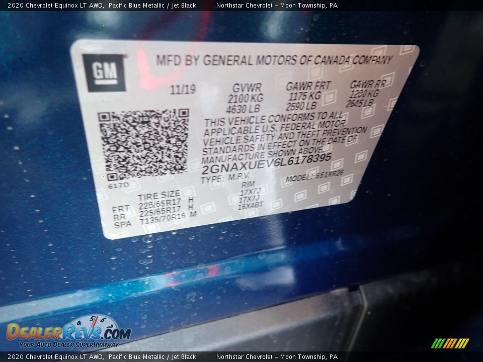 2020 Chevrolet Equinox LT AWD Pacific Blue Metallic / Jet Black Photo #16