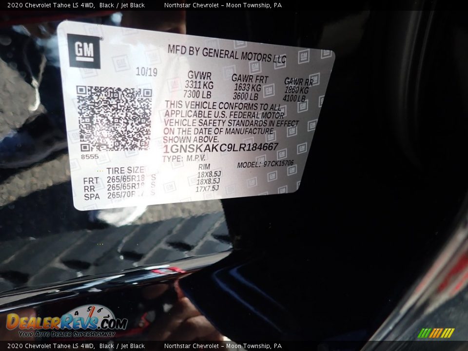 2020 Chevrolet Tahoe LS 4WD Black / Jet Black Photo #15