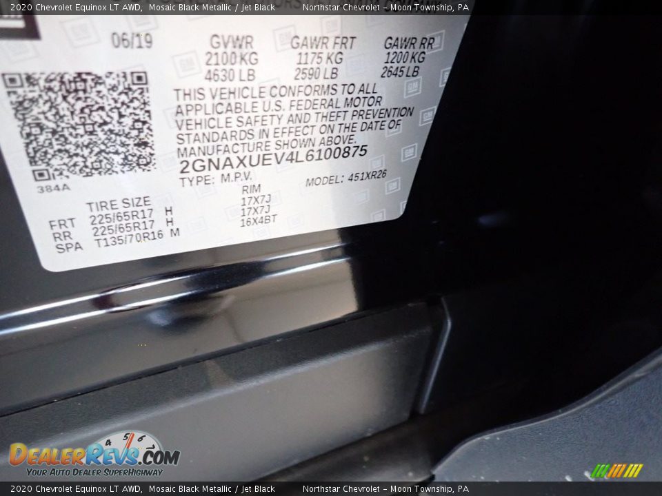 2020 Chevrolet Equinox LT AWD Mosaic Black Metallic / Jet Black Photo #13