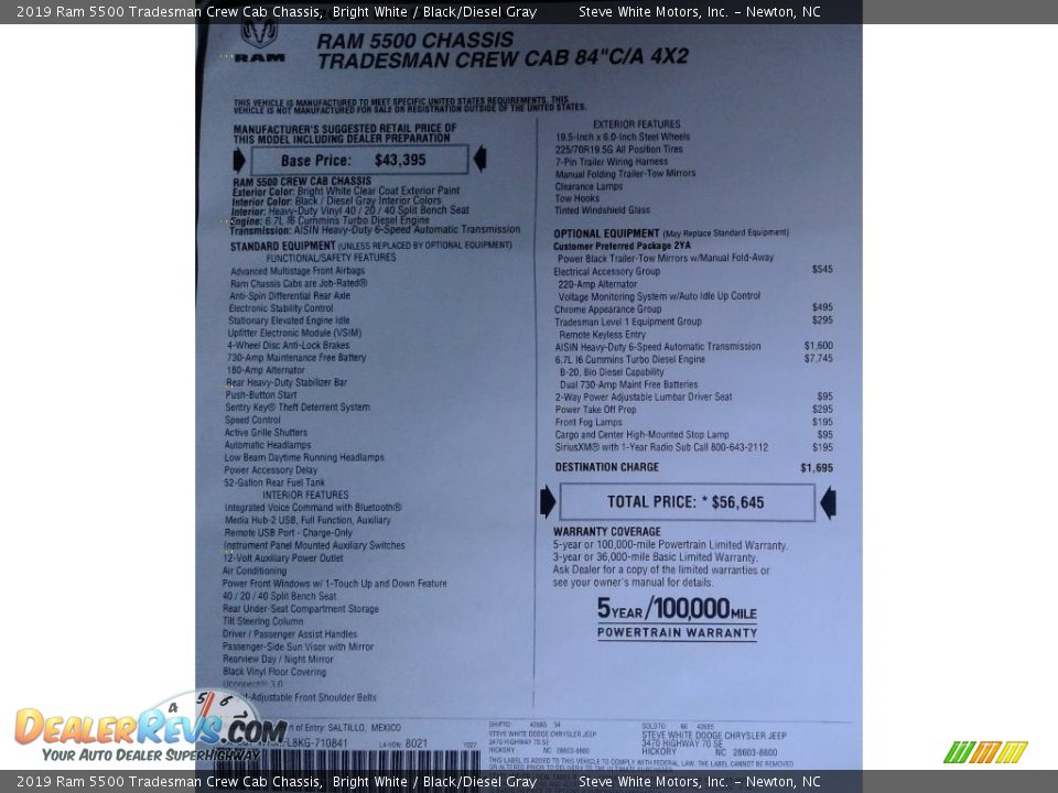 2019 Ram 5500 Tradesman Crew Cab Chassis Bright White / Black/Diesel Gray Photo #25