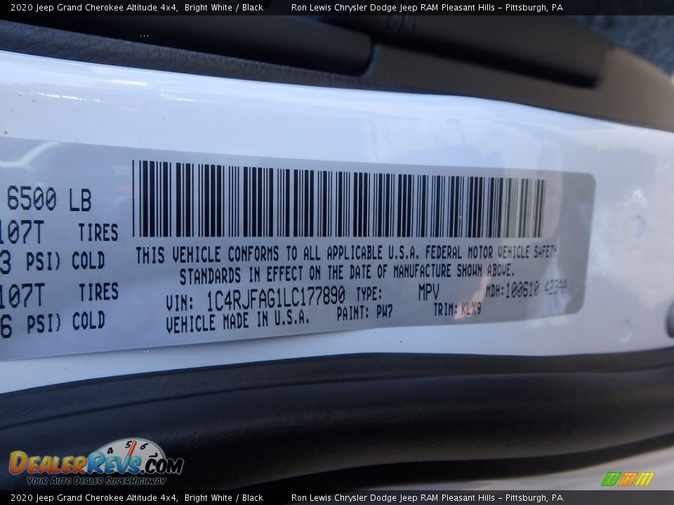 2020 Jeep Grand Cherokee Altitude 4x4 Bright White / Black Photo #15