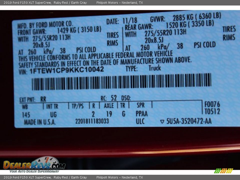 2019 Ford F150 XLT SuperCrew Ruby Red / Earth Gray Photo #32