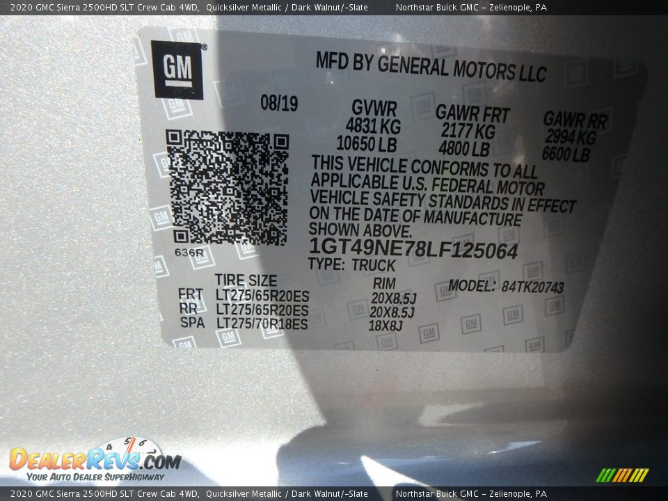 2020 GMC Sierra 2500HD SLT Crew Cab 4WD Quicksilver Metallic / Dark Walnut/­Slate Photo #13
