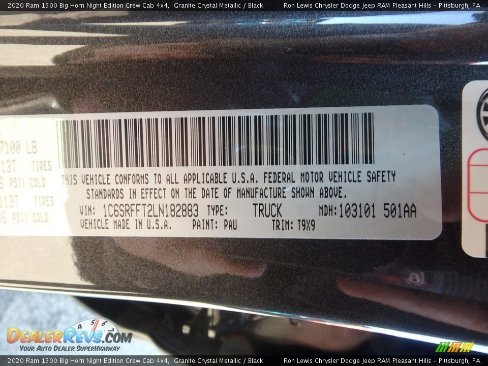 2020 Ram 1500 Big Horn Night Edition Crew Cab 4x4 Granite Crystal Metallic / Black Photo #15