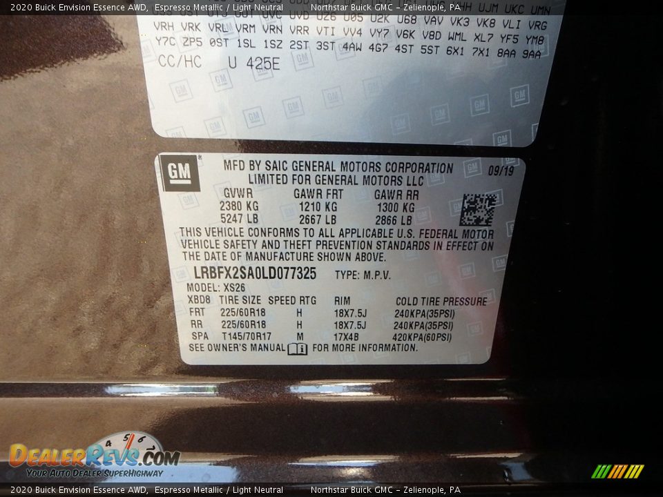 2020 Buick Envision Essence AWD Espresso Metallic / Light Neutral Photo #11