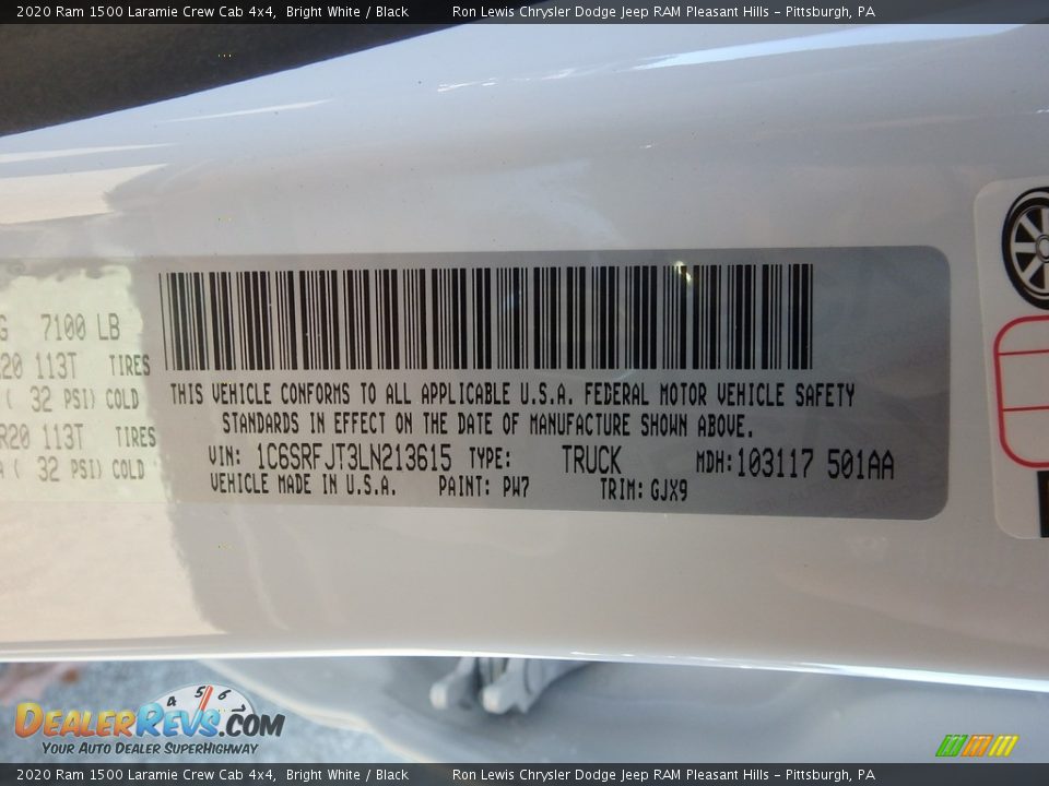 2020 Ram 1500 Laramie Crew Cab 4x4 Bright White / Black Photo #15
