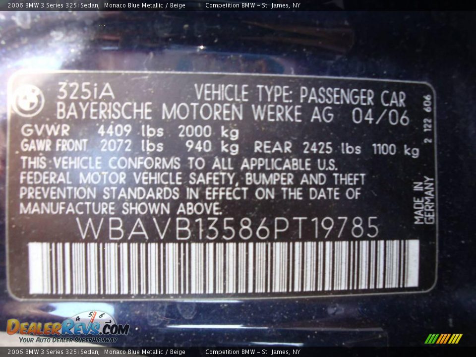 2006 BMW 3 Series 325i Sedan Monaco Blue Metallic / Beige Photo #15