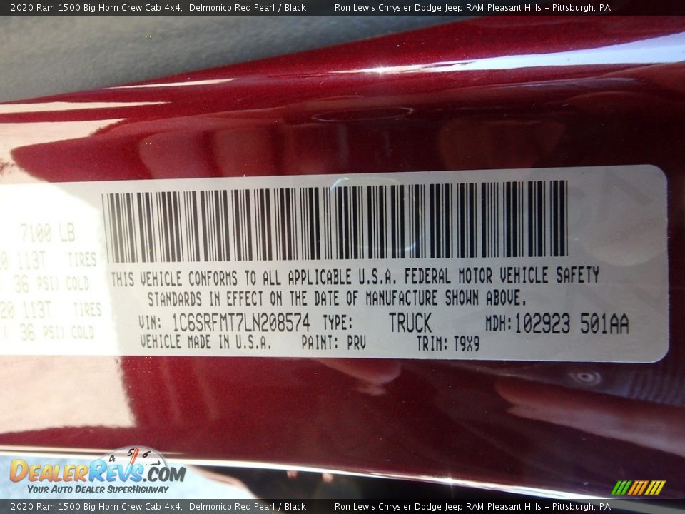 2020 Ram 1500 Big Horn Crew Cab 4x4 Delmonico Red Pearl / Black Photo #15