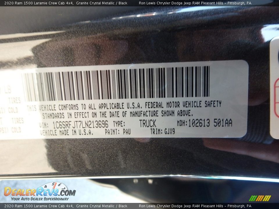 2020 Ram 1500 Laramie Crew Cab 4x4 Granite Crystal Metallic / Black Photo #15