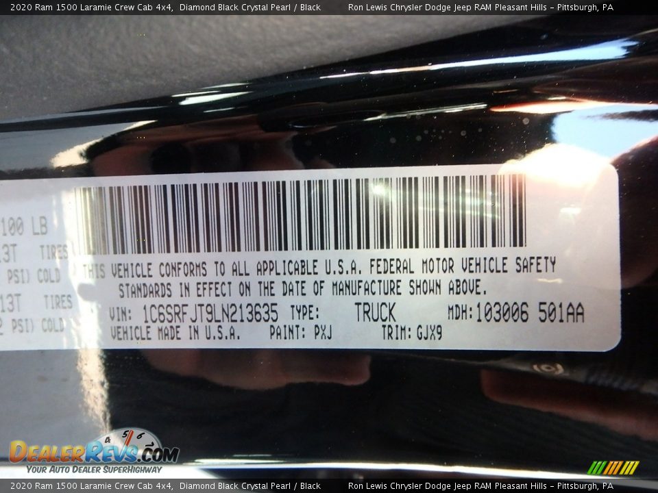2020 Ram 1500 Laramie Crew Cab 4x4 Diamond Black Crystal Pearl / Black Photo #15