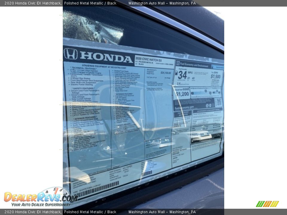 2020 Honda Civic EX Hatchback Polished Metal Metallic / Black Photo #15