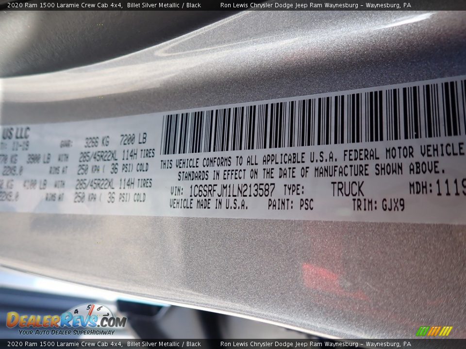 2020 Ram 1500 Laramie Crew Cab 4x4 Billet Silver Metallic / Black Photo #17