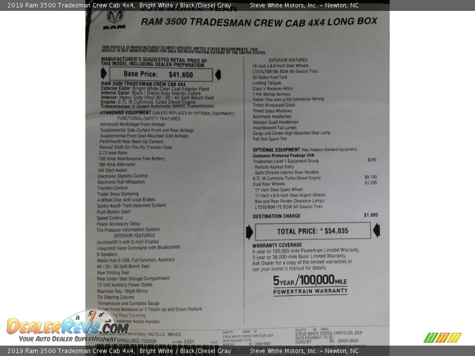 2019 Ram 3500 Tradesman Crew Cab 4x4 Bright White / Black/Diesel Gray Photo #27