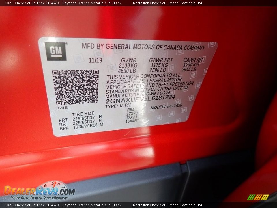 2020 Chevrolet Equinox LT AWD Cayenne Orange Metallic / Jet Black Photo #15