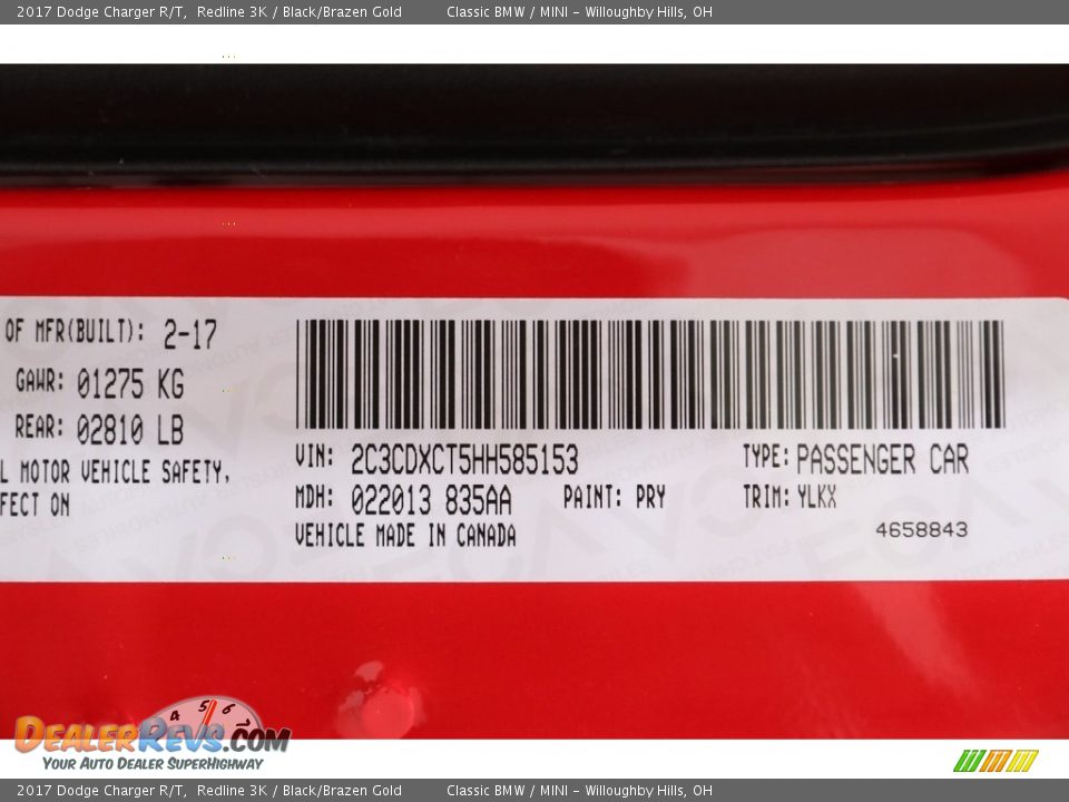 2017 Dodge Charger R/T Redline 3K / Black/Brazen Gold Photo #25