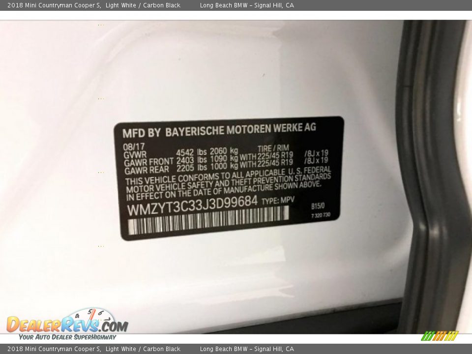 2018 Mini Countryman Cooper S Light White / Carbon Black Photo #19