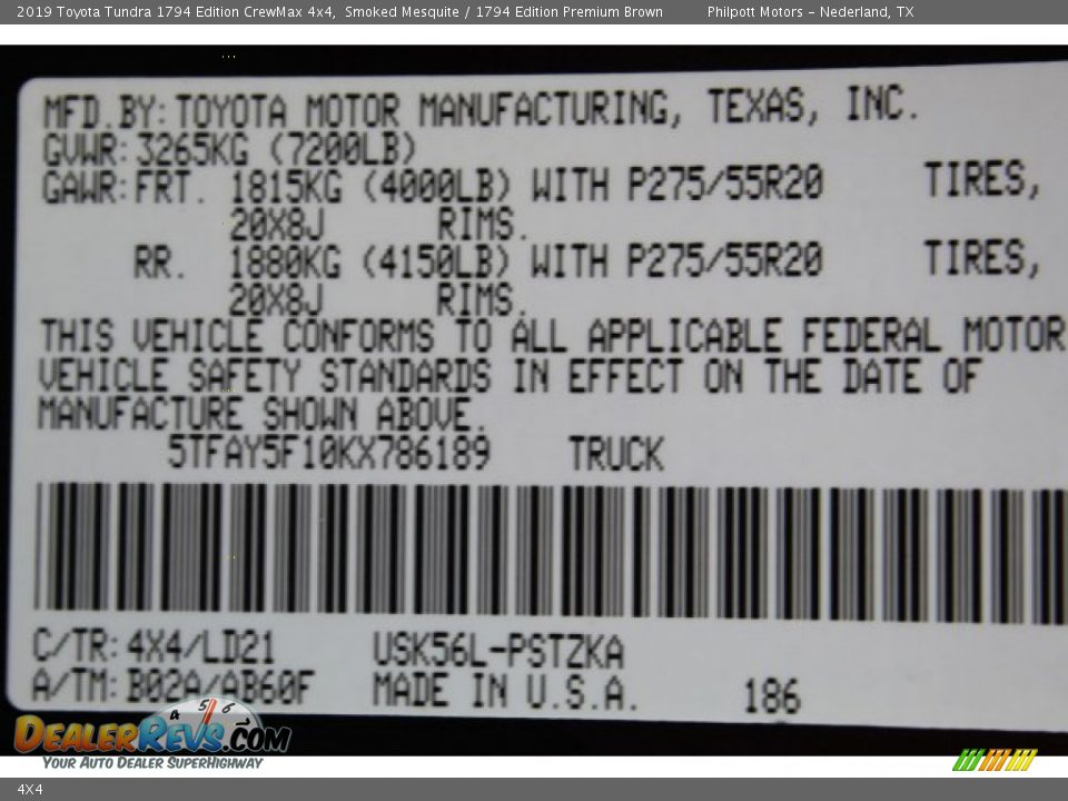 Toyota Color Code 4X4 Smoked Mesquite