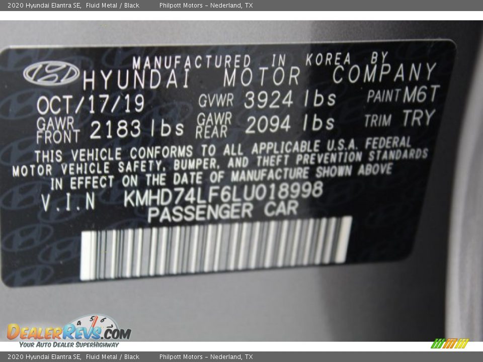 2020 Hyundai Elantra SE Fluid Metal / Black Photo #24