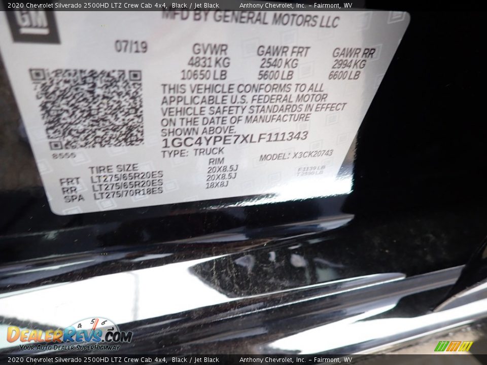 2020 Chevrolet Silverado 2500HD LTZ Crew Cab 4x4 Black / Jet Black Photo #16