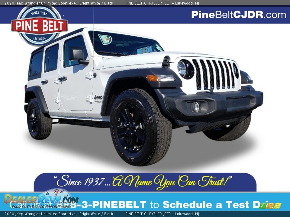 2020 Jeep Wrangler Unlimited Sport 4x4 Bright White / Black Photo #1