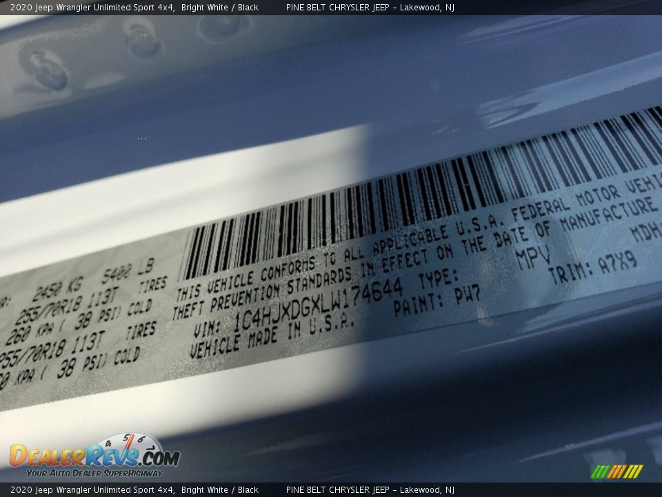 2020 Jeep Wrangler Unlimited Sport 4x4 Bright White / Black Photo #9