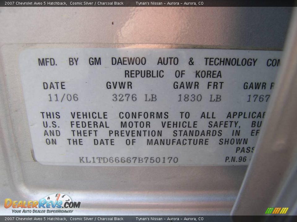 2007 Chevrolet Aveo 5 Hatchback Cosmic Silver / Charcoal Black Photo #21
