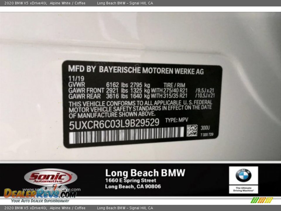 2020 BMW X5 xDrive40i Alpine White / Coffee Photo #11