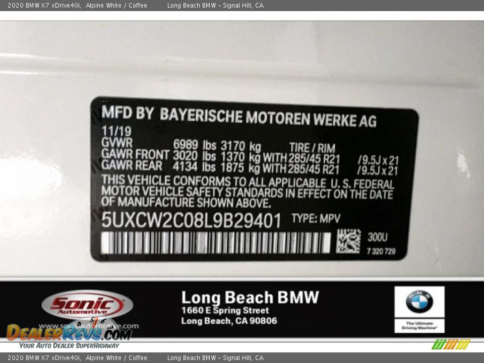 2020 BMW X7 xDrive40i Alpine White / Coffee Photo #11
