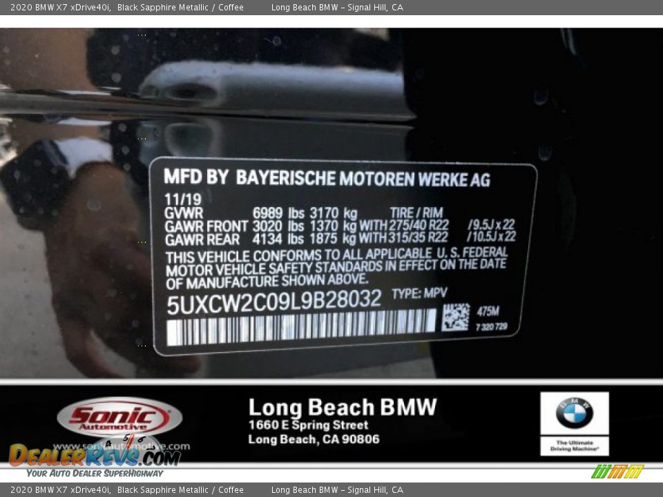 2020 BMW X7 xDrive40i Black Sapphire Metallic / Coffee Photo #11