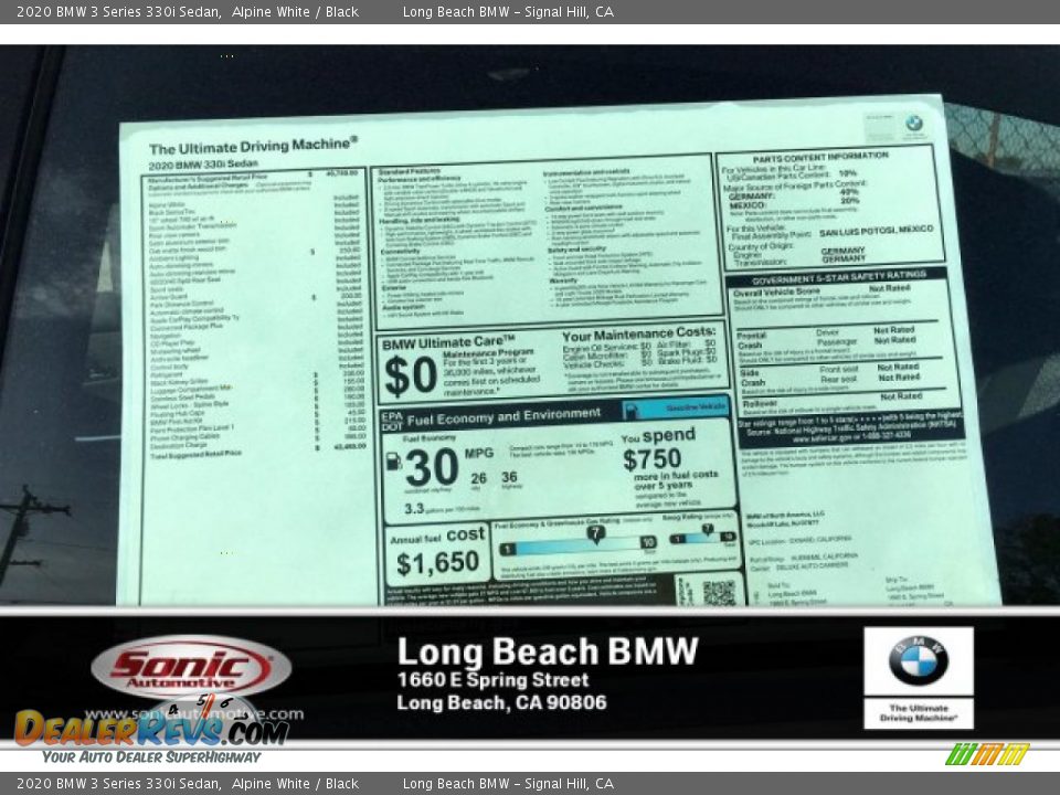 2020 BMW 3 Series 330i Sedan Alpine White / Black Photo #10