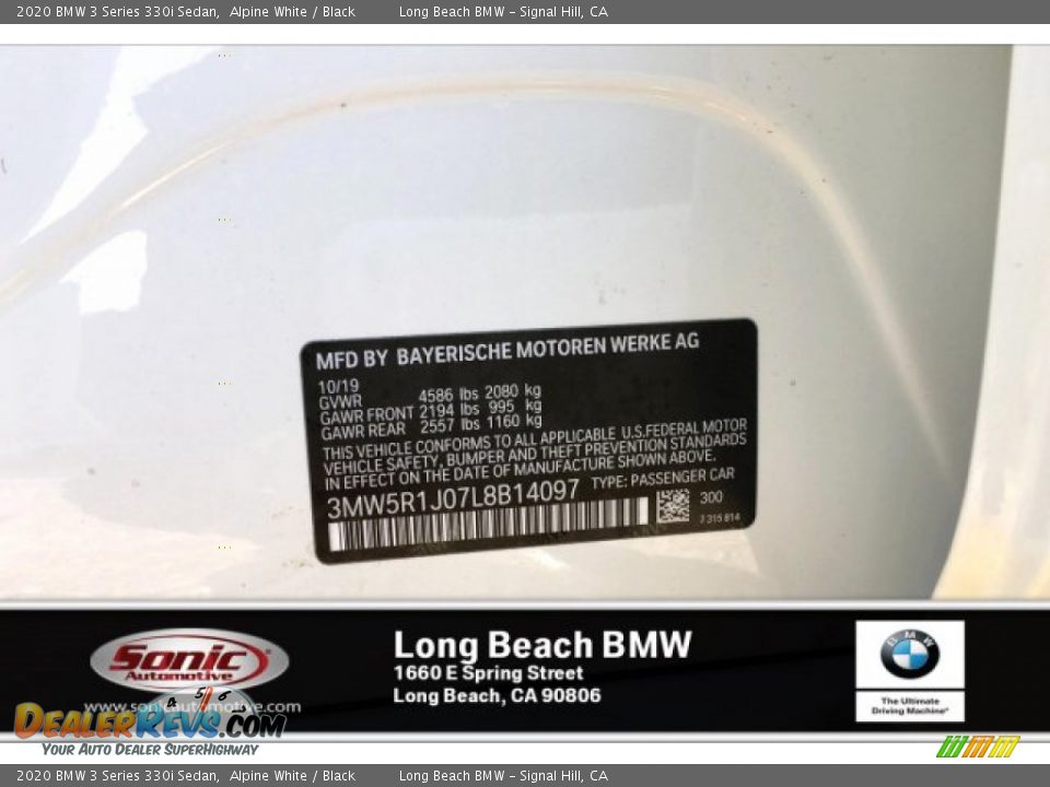 2020 BMW 3 Series 330i Sedan Alpine White / Black Photo #11