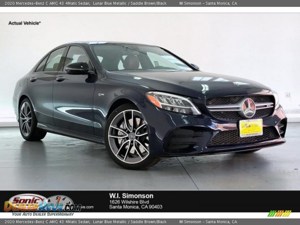 2020 Mercedes-Benz C AMG 43 4Matic Sedan Lunar Blue Metallic / Saddle Brown/Black Photo #1