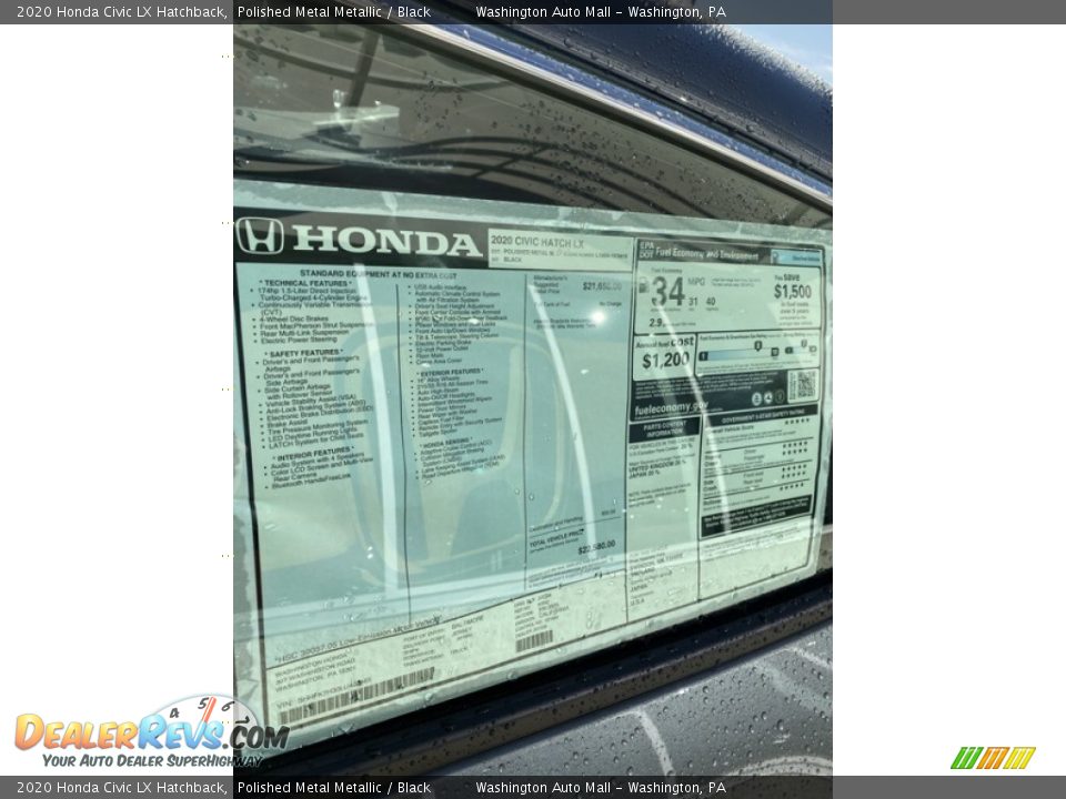 2020 Honda Civic LX Hatchback Polished Metal Metallic / Black Photo #15