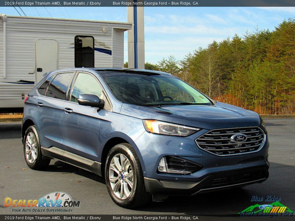 2019 Ford Edge Titanium AWD Blue Metallic / Ebony Photo #7