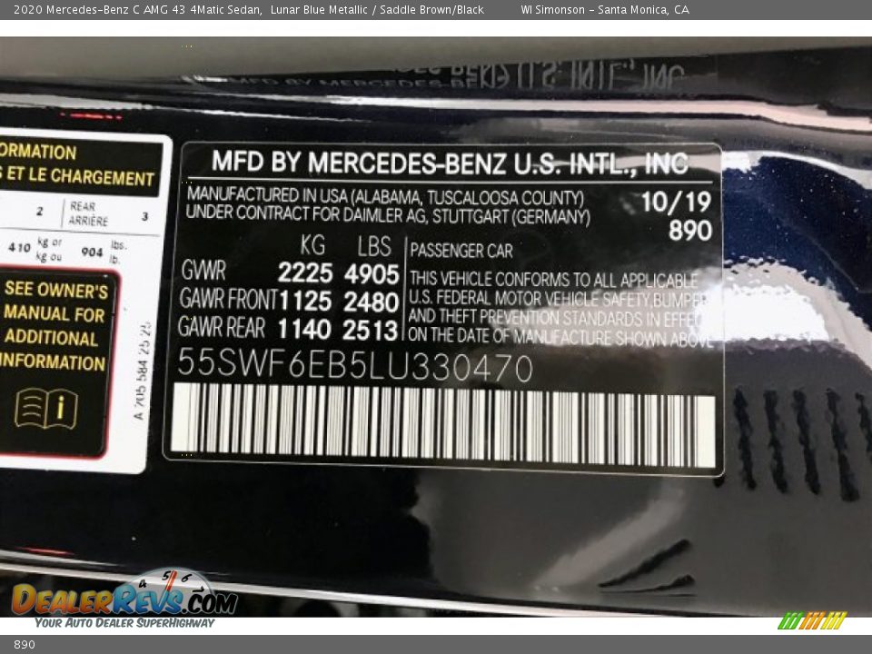 Mercedes-Benz Color Code 890 Lunar Blue Metallic