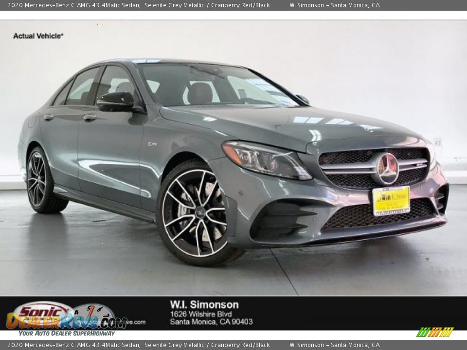 2020 Mercedes-Benz C AMG 43 4Matic Sedan Selenite Grey Metallic / Cranberry Red/Black Photo #1