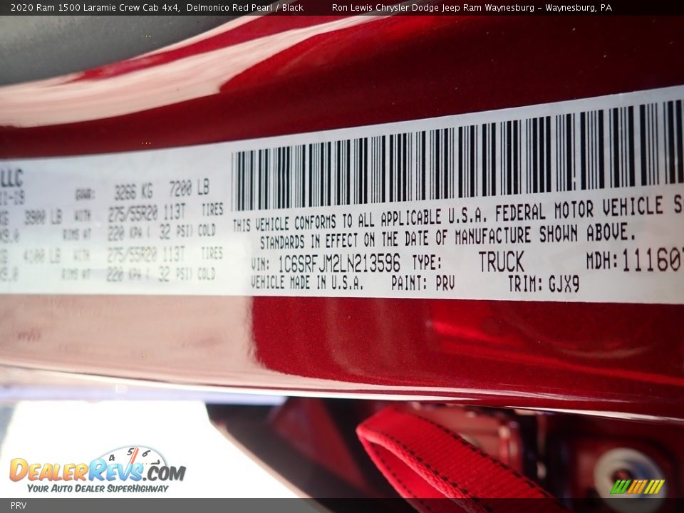 Ram Color Code PRV Delmonico Red Pearl