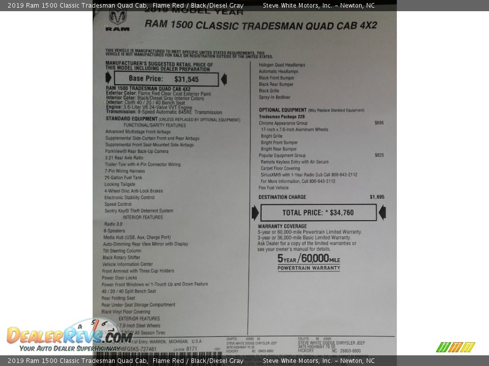 2019 Ram 1500 Classic Tradesman Quad Cab Flame Red / Black/Diesel Gray Photo #27