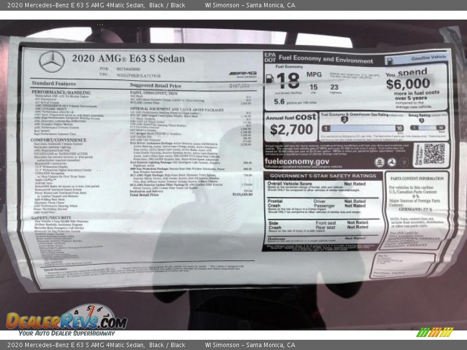 2020 Mercedes-Benz E 63 S AMG 4Matic Sedan Window Sticker Photo #11