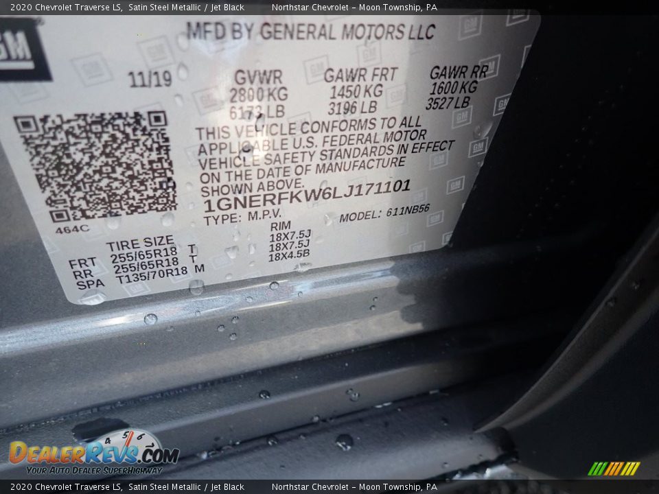 2020 Chevrolet Traverse LS Satin Steel Metallic / Jet Black Photo #16