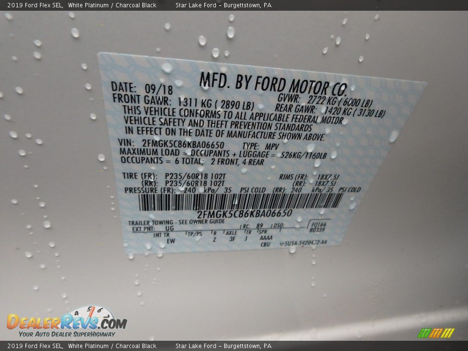 2019 Ford Flex SEL White Platinum / Charcoal Black Photo #3