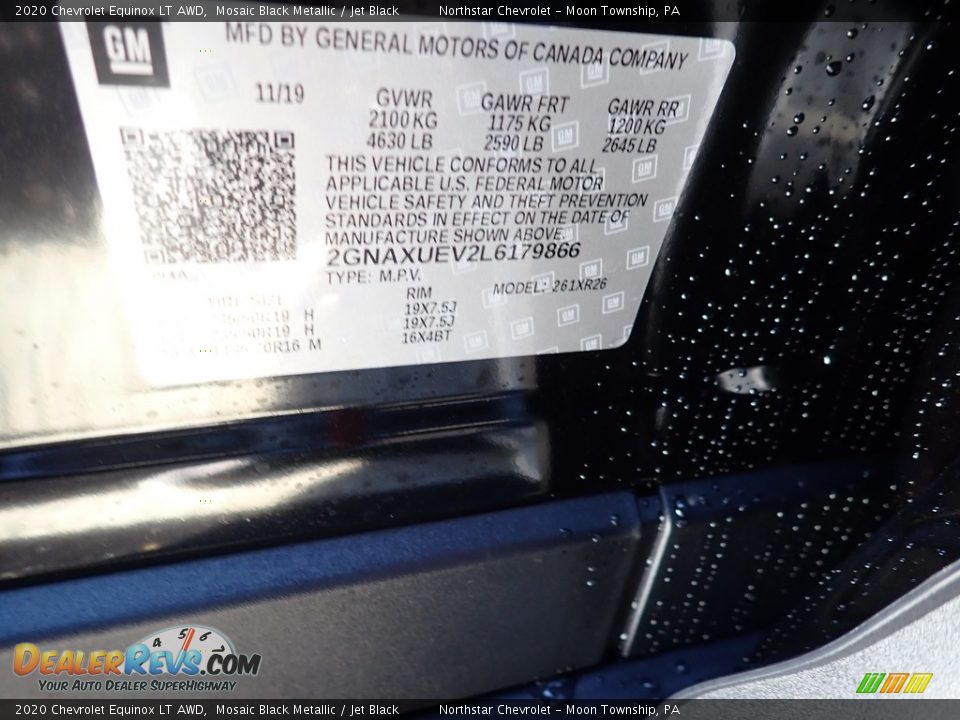 2020 Chevrolet Equinox LT AWD Mosaic Black Metallic / Jet Black Photo #13