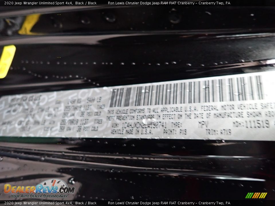 2020 Jeep Wrangler Unlimited Sport 4x4 Black / Black Photo #15