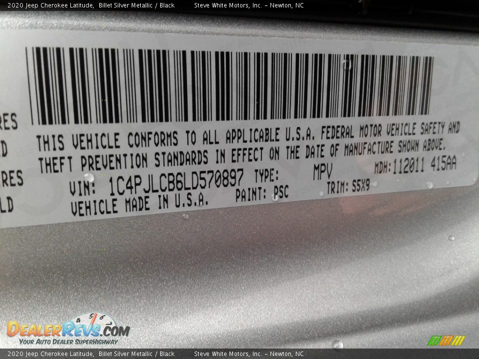 2020 Jeep Cherokee Latitude Billet Silver Metallic / Black Photo #30