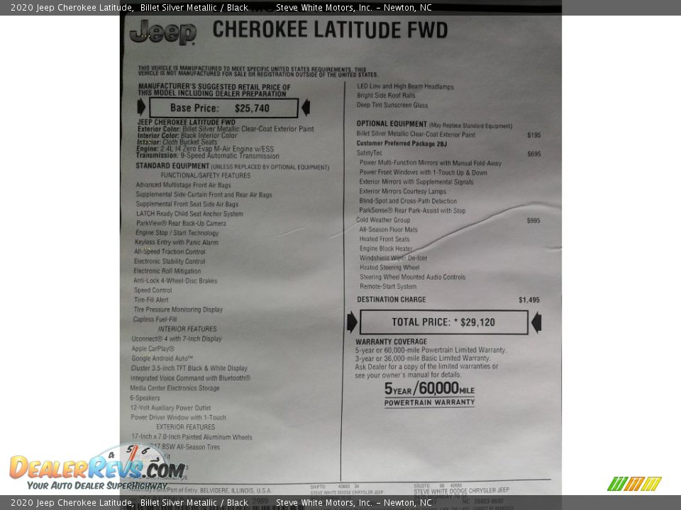 2020 Jeep Cherokee Latitude Billet Silver Metallic / Black Photo #31
