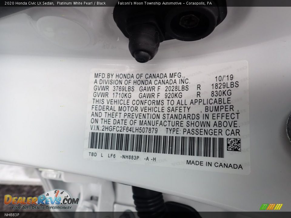 Honda Color Code NH883P Platinum White Pearl